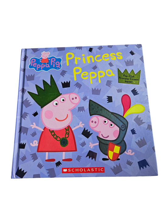 Peppa Pig "Princess Peppa" hardcover book with pop out princess crown EUC