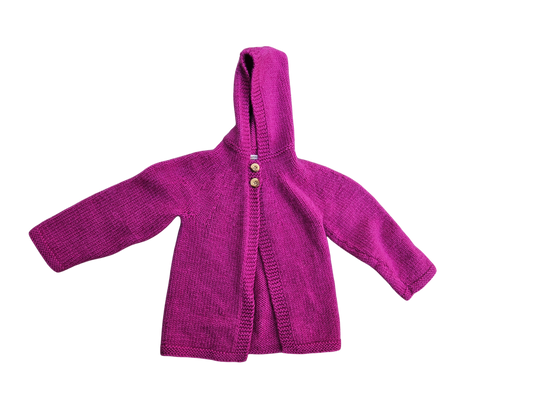 Handknit hooded cardigan Approx 3-4T