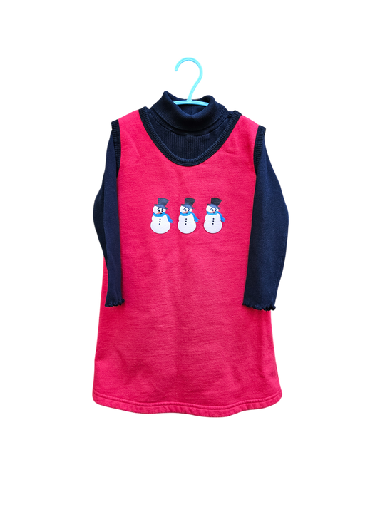 Vintage snowman dress 4-6y and turtleneck 5T