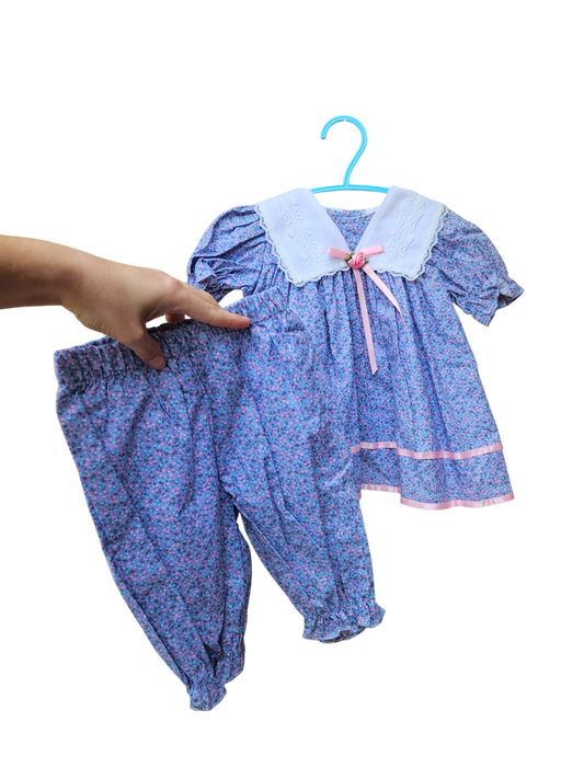 Vintage Little Princess two piece set, dress and matching bloomers 12M