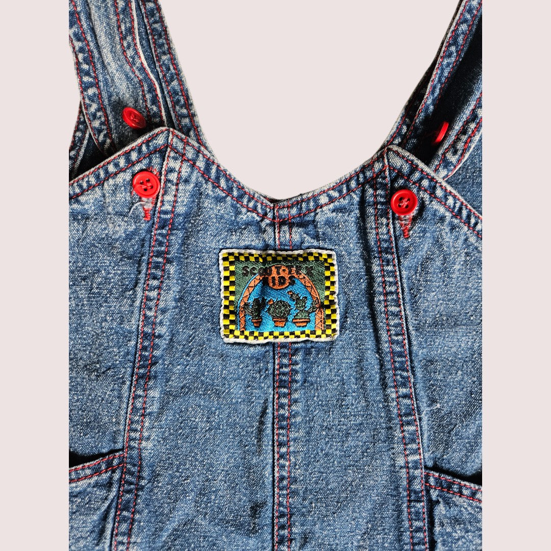 Vintage Scout Tex denim overalls with the contrasting cuffs and patch pocket Size 3