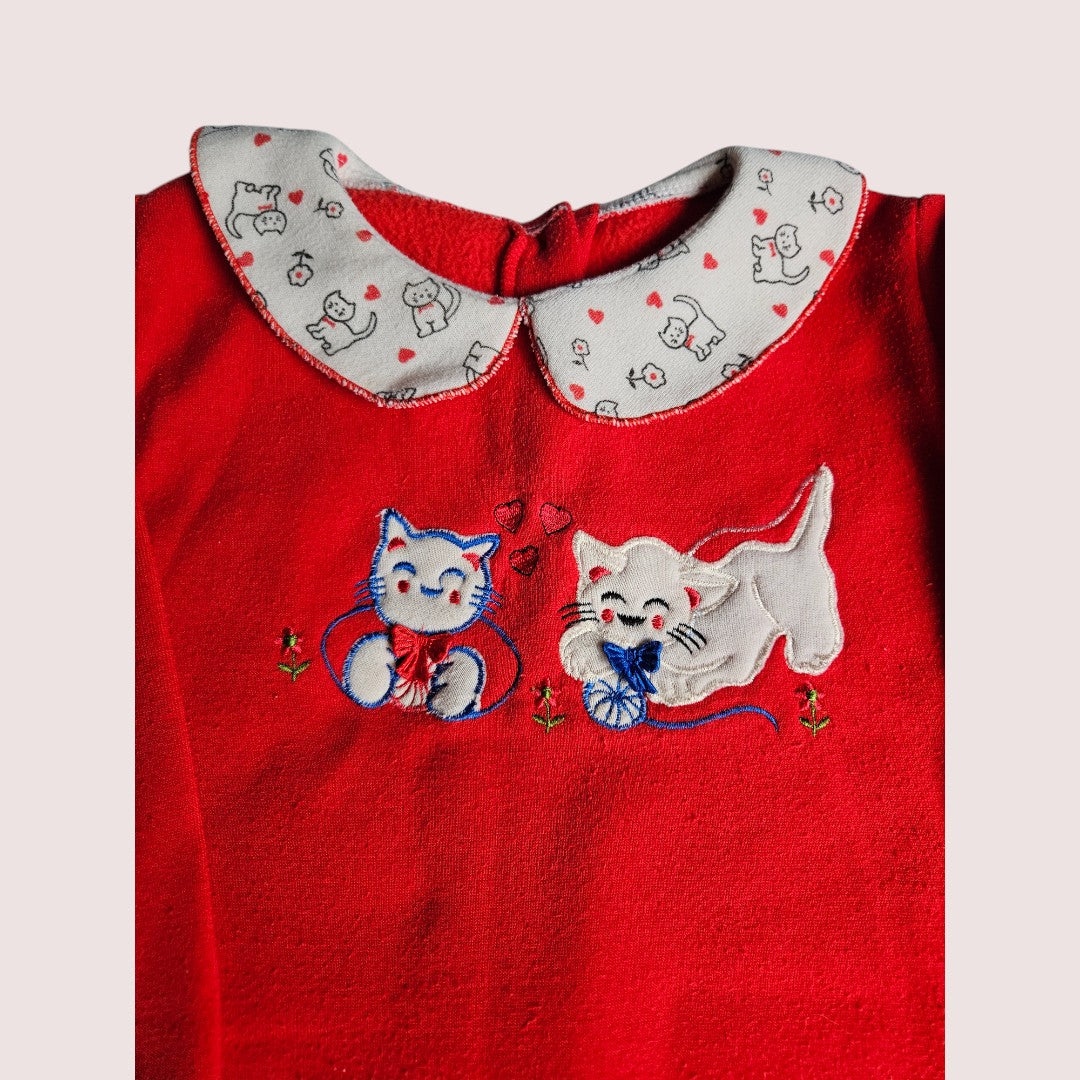 Vintage kitty sweater with peter pan collar approx 4-6T