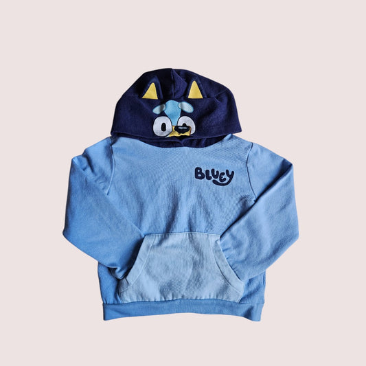 Bluey hoodie with ears and face on hood Size 4