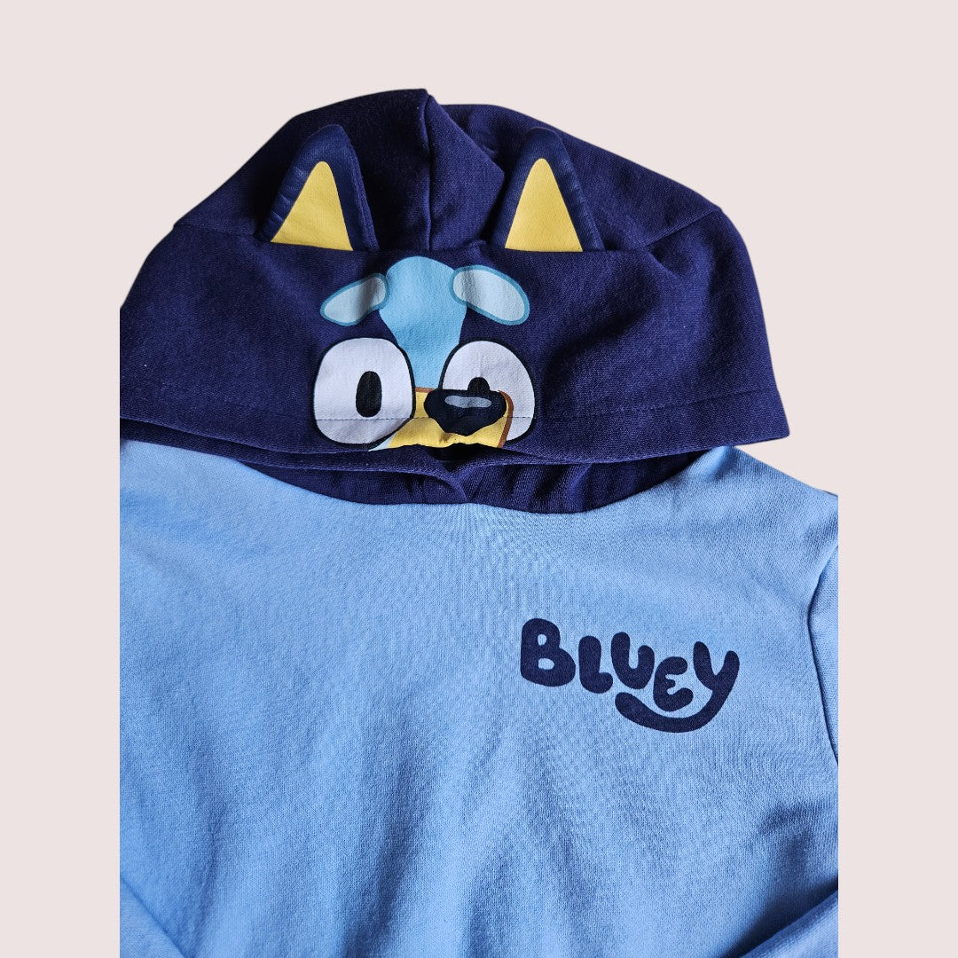 Bluey hoodie with ears and face on hood Size 4