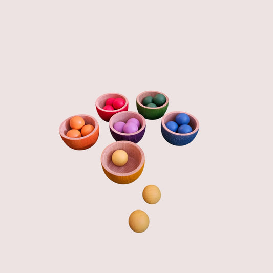 Grapat wooden coloured bowls (6 pieces, balls not included)