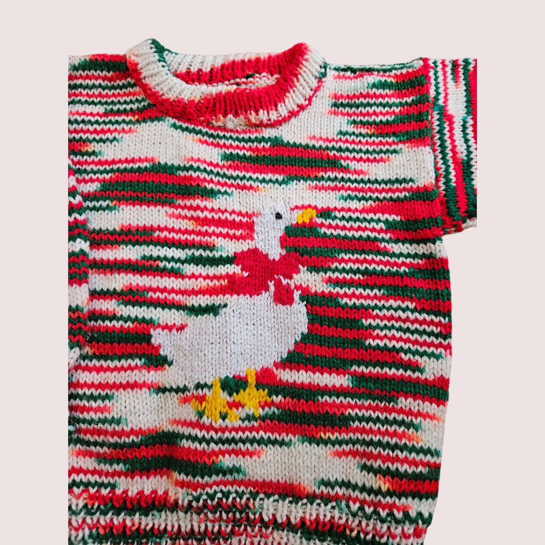 Handknit Christmas Goose sweater 4-6T