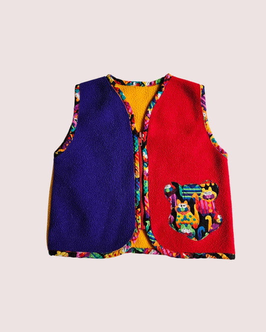 Vintage "Uncommon Threads" fleece vest with cat details Size S, approx 2-4T