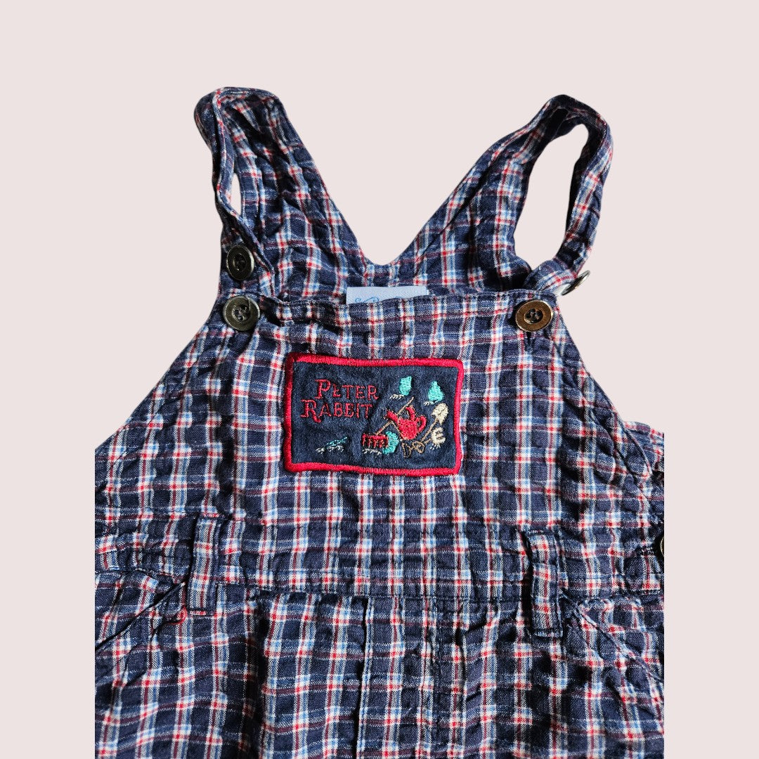 Vintage Peter Rabbit gingham shortalls 18M