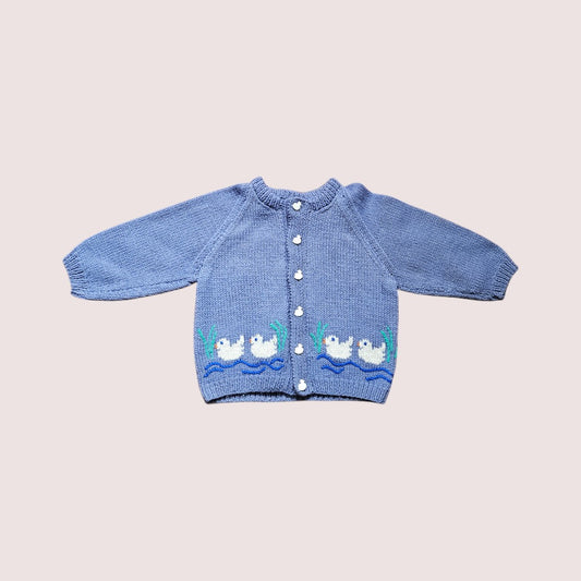 Handknit duckling cardigan 2-3T