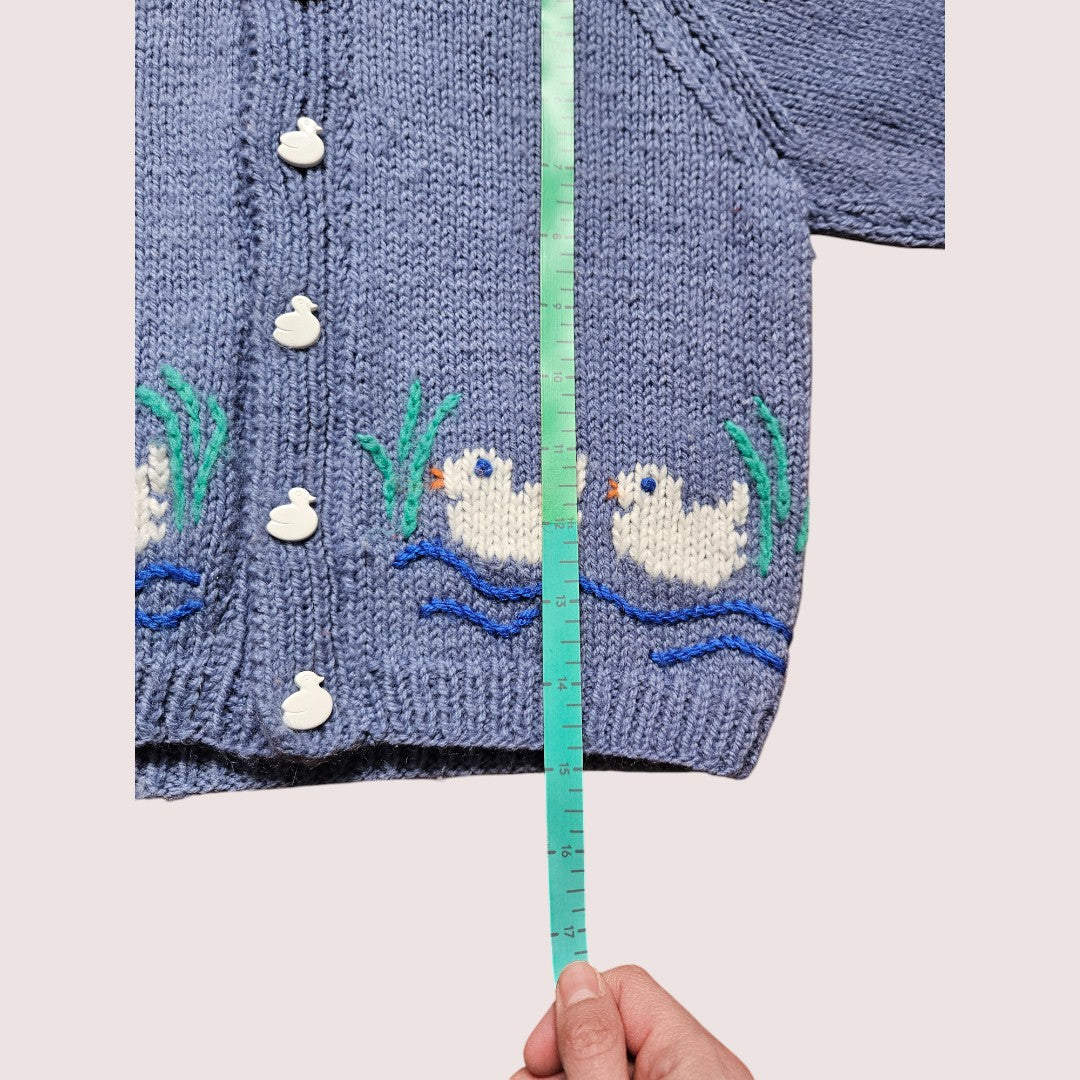 Handknit duckling cardigan 2-3T