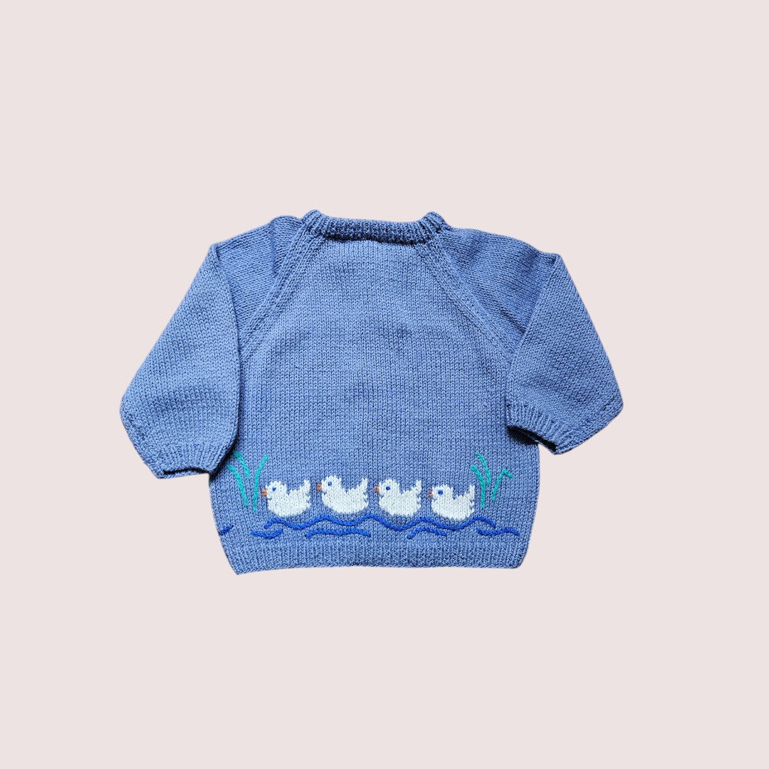 Handknit duckling cardigan 2-3T