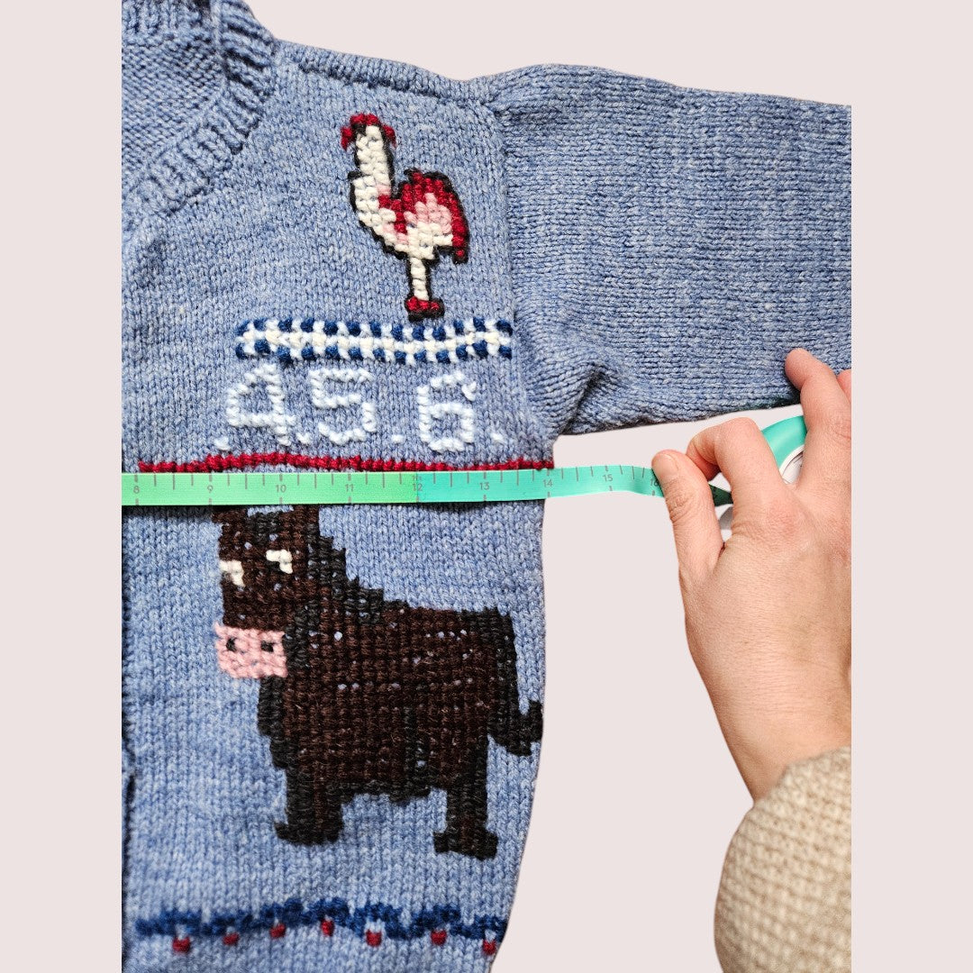 Handknit farm cardigan 2-3T