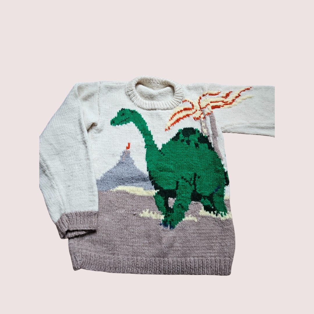 Handknit dino sweater