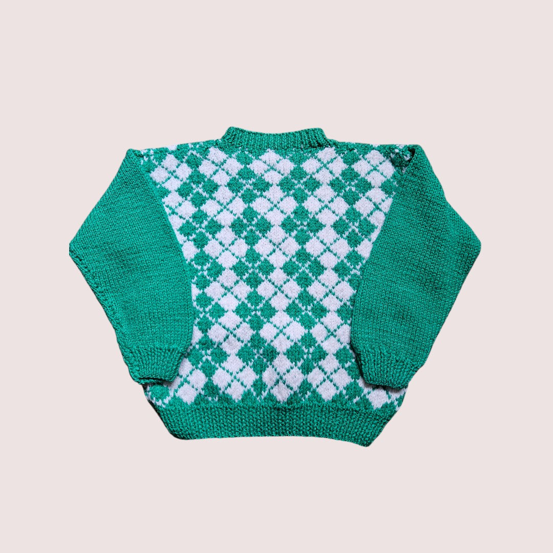 Handknit argyle print sweater 18-24m