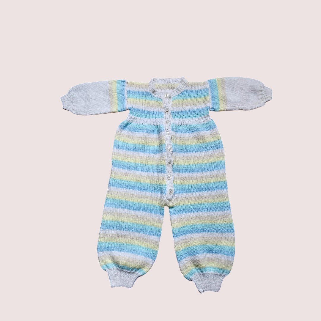 Handknit striped romper 12-18m