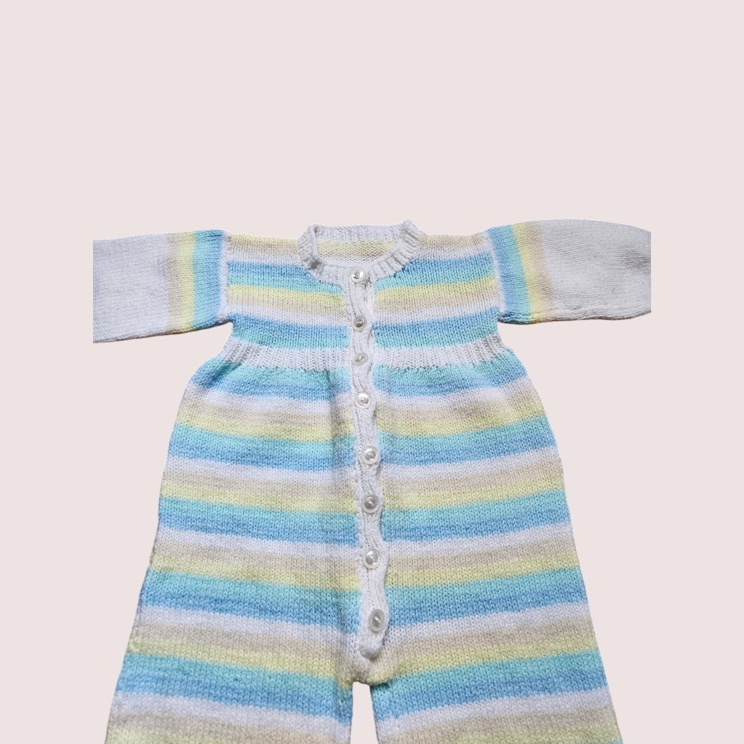 Handknit striped romper 12-18m