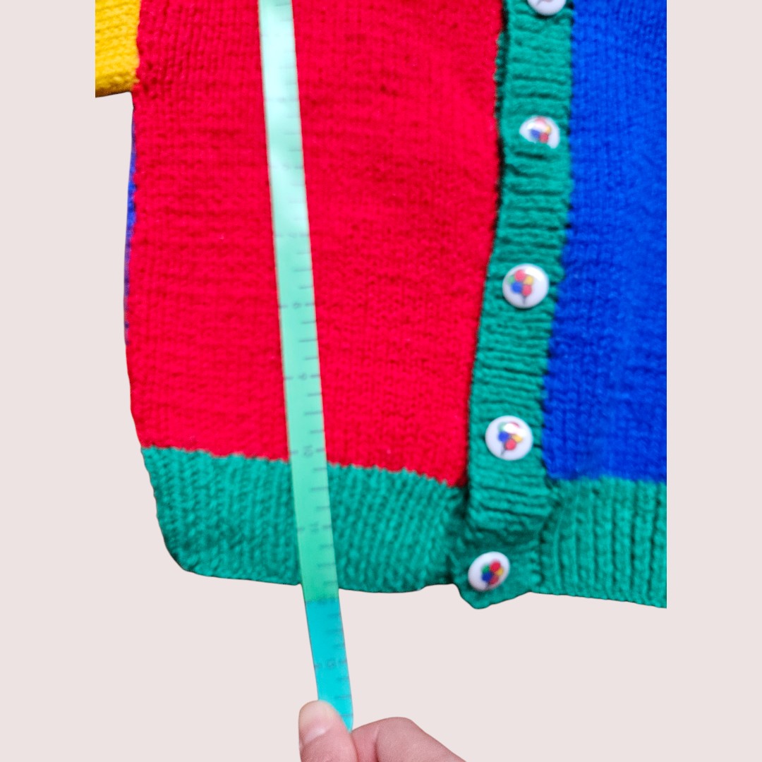 Handknit colourblock cardigan 12M