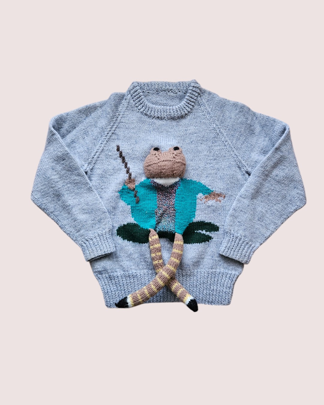 Handknit Toad Fishing sweater