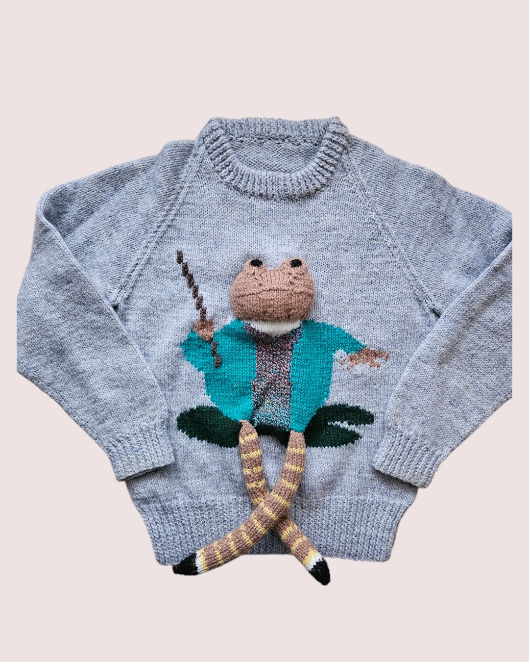 Handknit Toad Fishing sweater