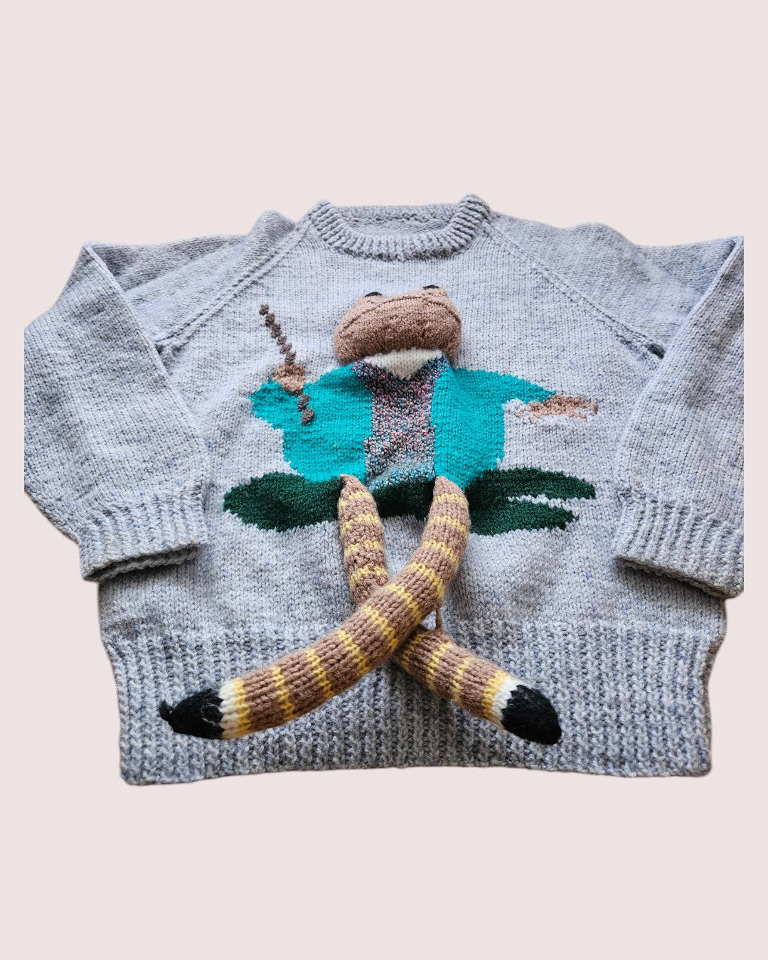 Handknit Toad Fishing sweater