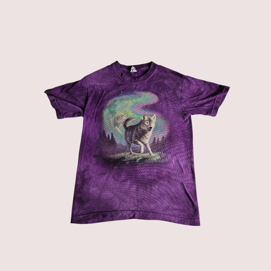 The Mountain purple wolf tee Youth M, approx 5-7Y