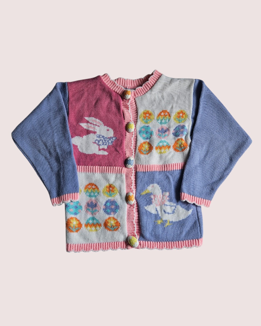 Vintage Avon acrylic knit easter cardigan 3-4T