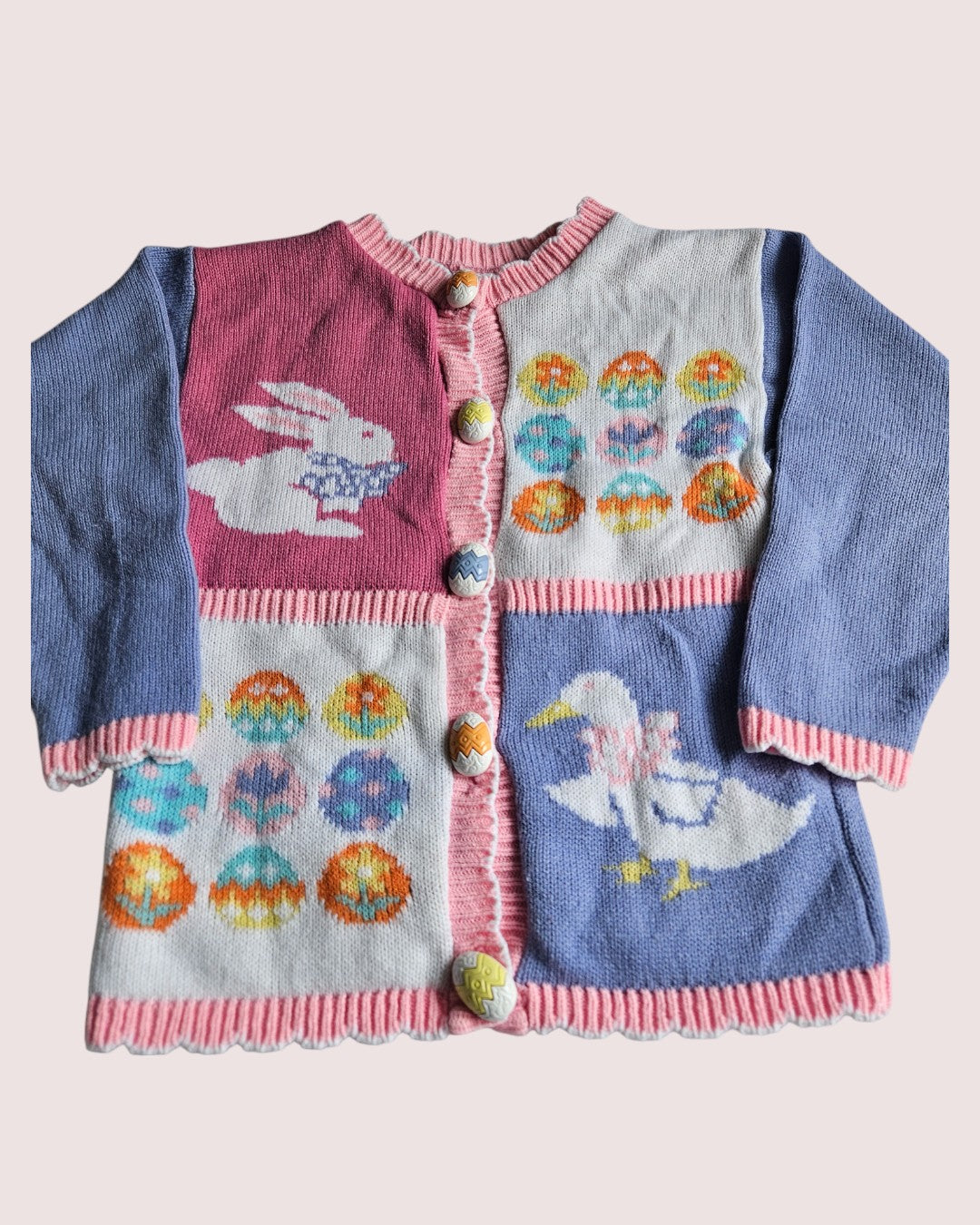 Vintage Avon acrylic knit easter cardigan 3-4T