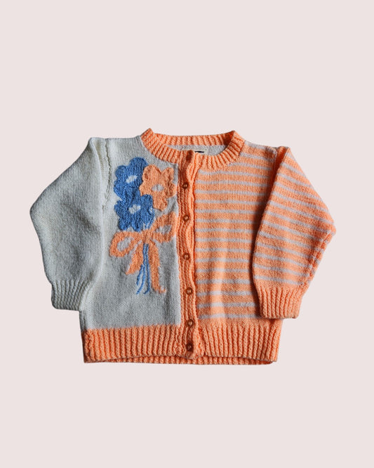 Handknit flower cardigan 3T