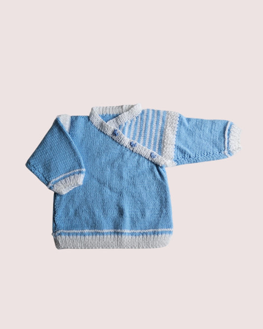 Handknit dog button sweater 18M to 2T