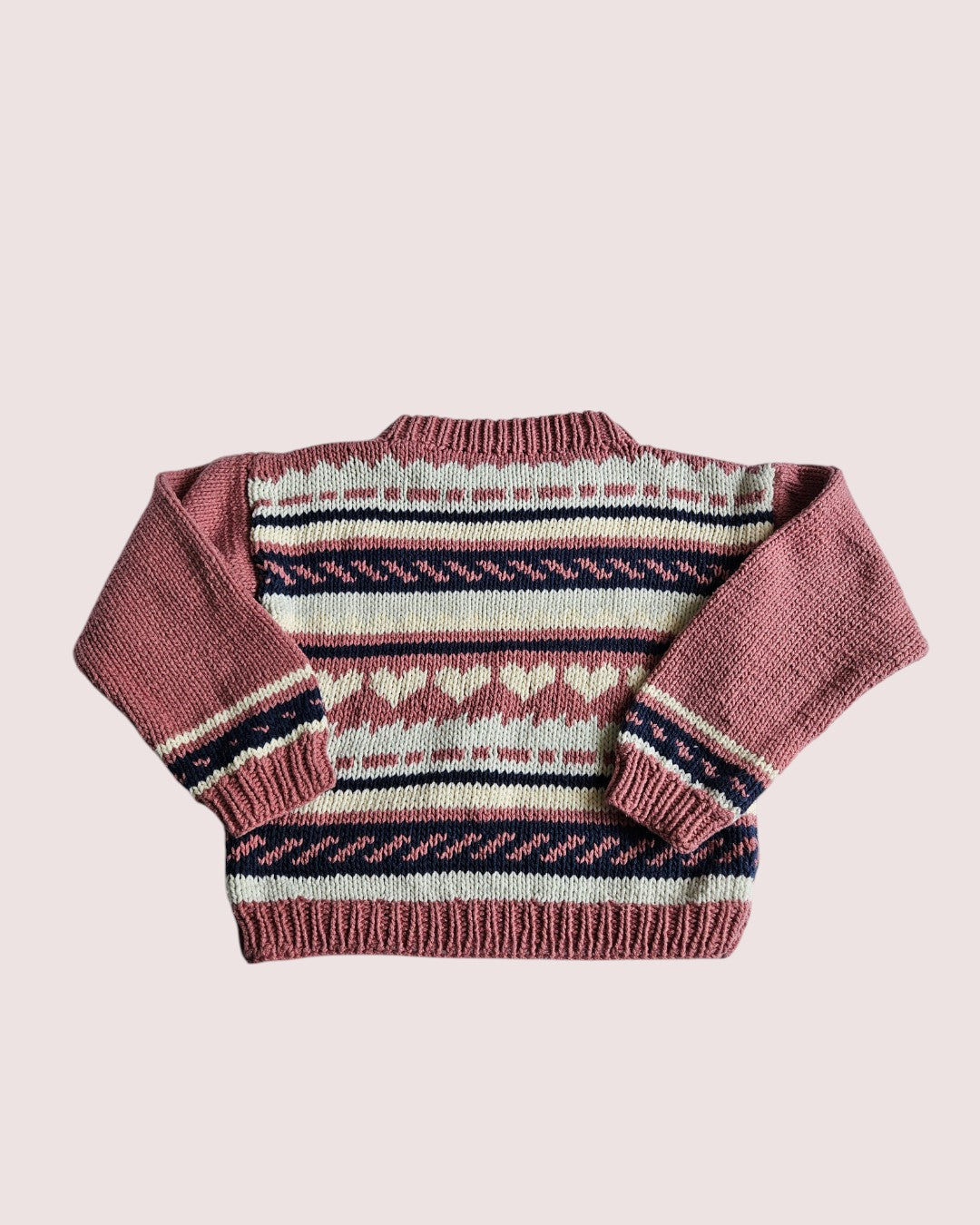 Handknit hearts sweater 3-5T