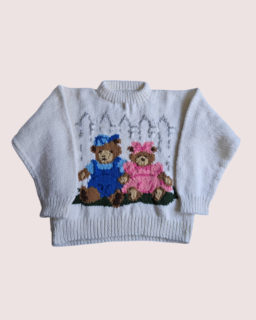 Handknit bear sweater 8-10Y