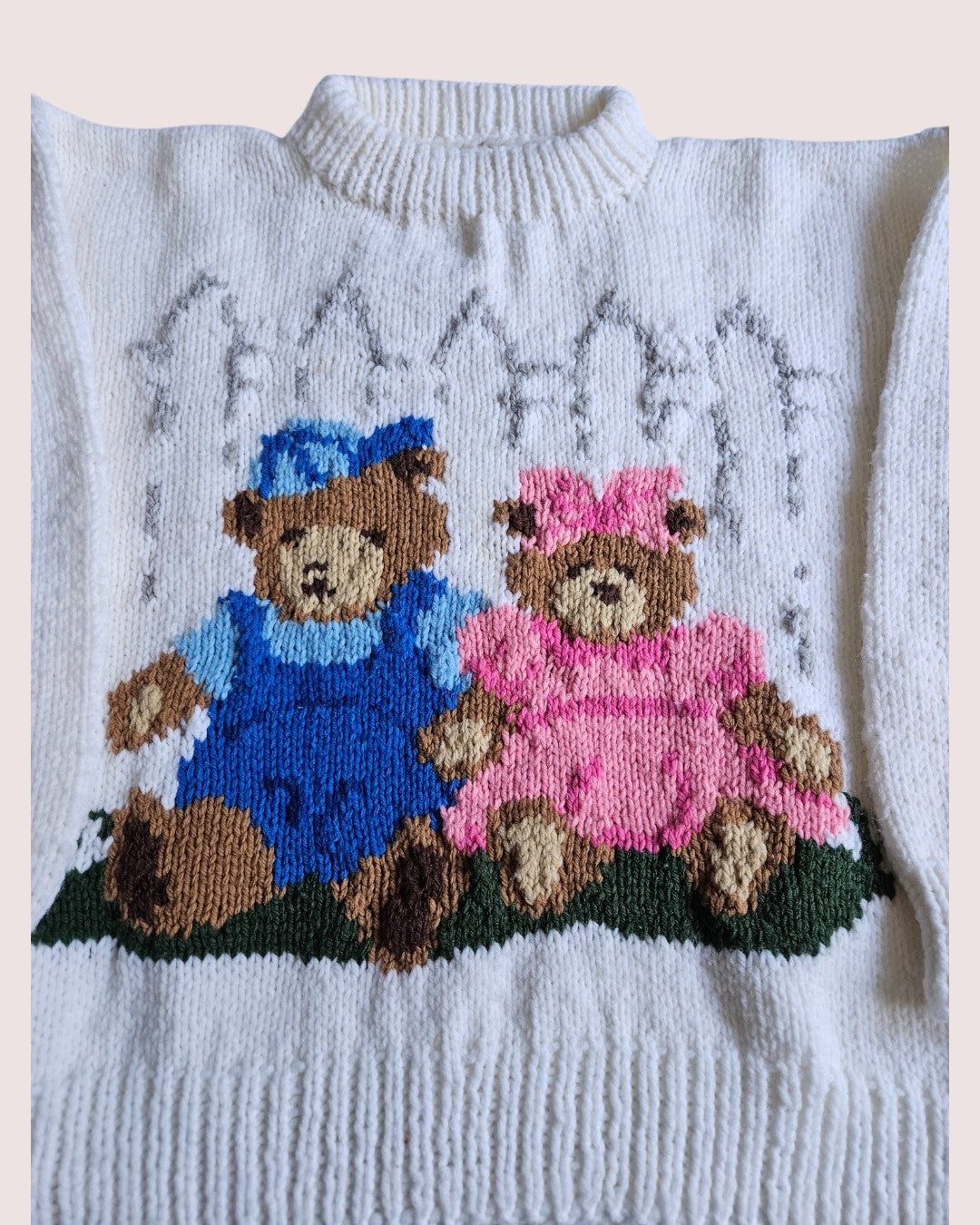 Handknit bear sweater 8-10Y