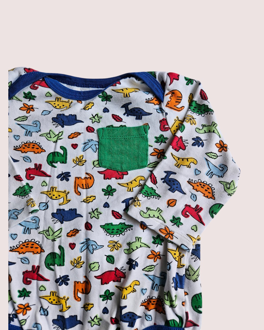 Dino print long sleeve onesie 24M