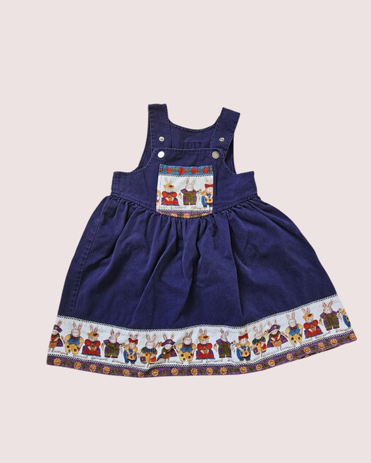 Vintage snug as a bug bunny dress 2-3y