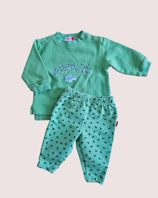 Vintage Esprit mouse print two piece sweat suit 3-6m