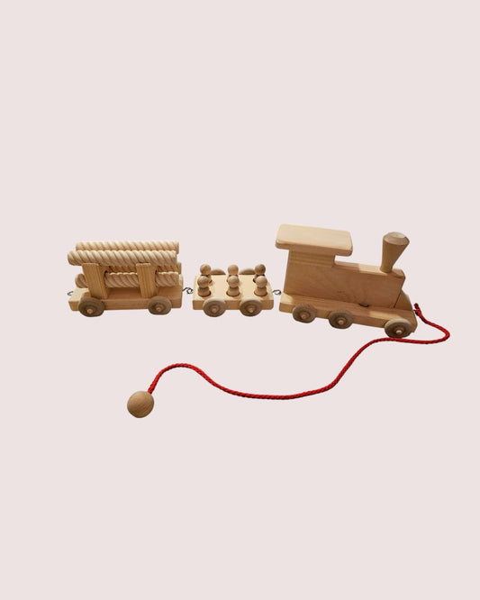 Wooden 3 car train set