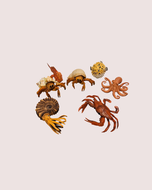 From Invitation for Exploration -set of 7 sea creature figurines