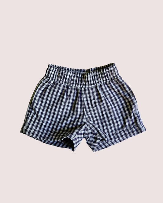 The Beaufort Bonnet Company purple and white gingham shorts 12-18m