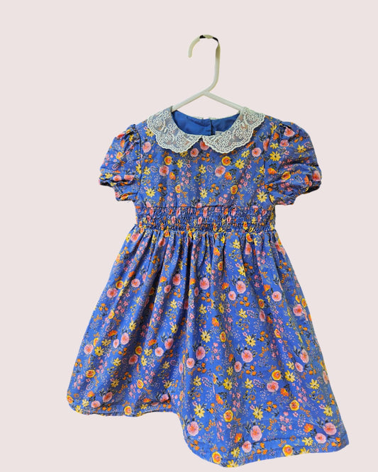 Floral dress with petticoat and lace bib Size 2-3