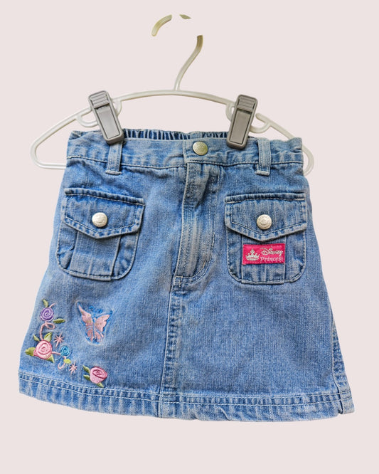 Disney princess denim skirt with floral embroidery Size 3