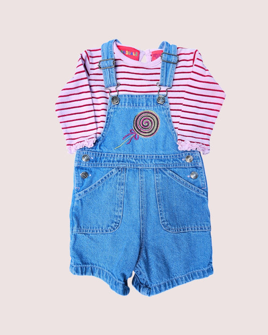 Vintage lollipop shortalls 18-24m