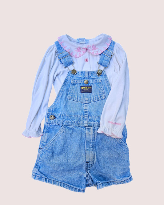 Vintage Oshkosh light wash denim shortalls Size 5