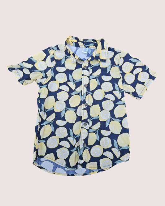 Old Navy lemon print short sleeve button up shirt 5T