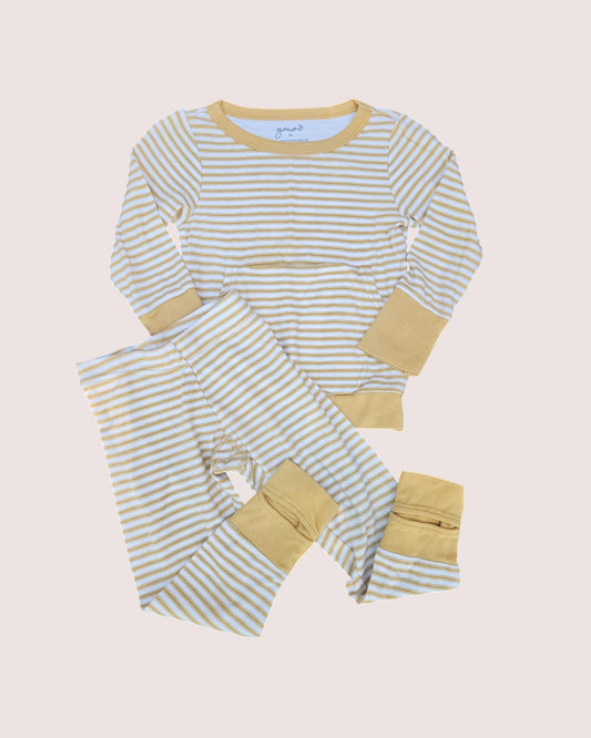 Goumi Kids lounge set pants and long sleeve 4T -yellow stripes