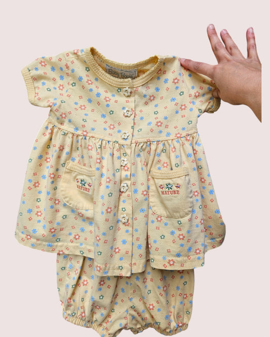 Vintage baby boots dress and bloomers set  9-12m