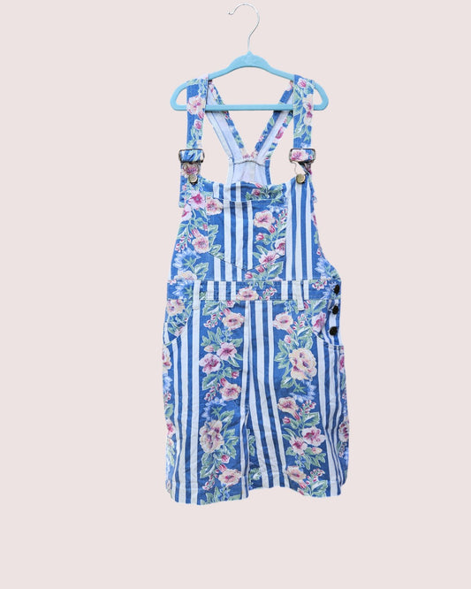 Vintage Rachels Kids floral denim overalls in a big kid size Tagged 16