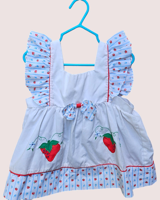 Vintage strawberry pinafore 3T