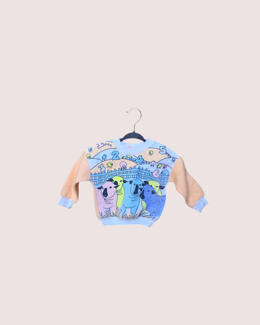 Vintage flannel crewneck with sheep print 18M