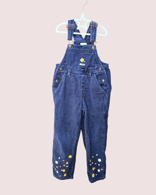 Vintage Sears corduroy overalls with cute floral embroidery Size 5