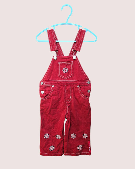 Vintage Baby Roots floral embroidery overalls 18-24M